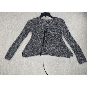 Rue21 Womens Black & White Knit Cardigan Sweater Medium Acrylic Tie Front